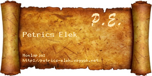 Petrics Elek névjegykártya